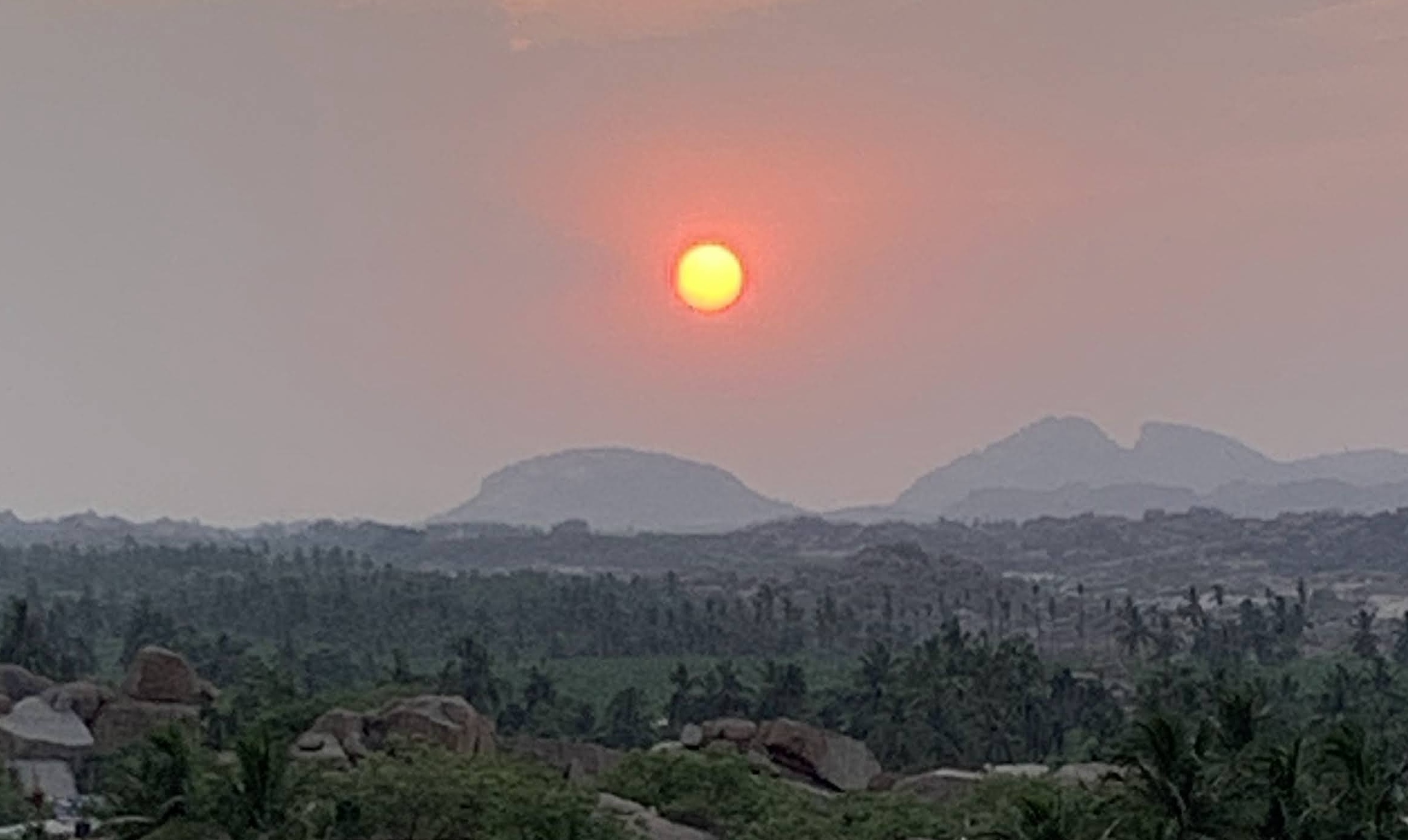 a sunrise in Hampi, India